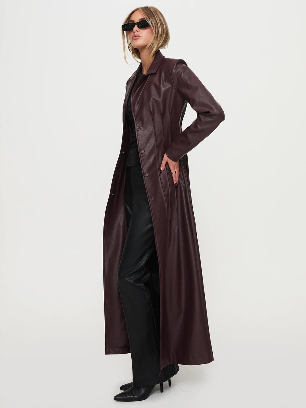 LPrincess Polly • NWOT Speak Easy Long Line Faux Leather Coat PTP 16-19”